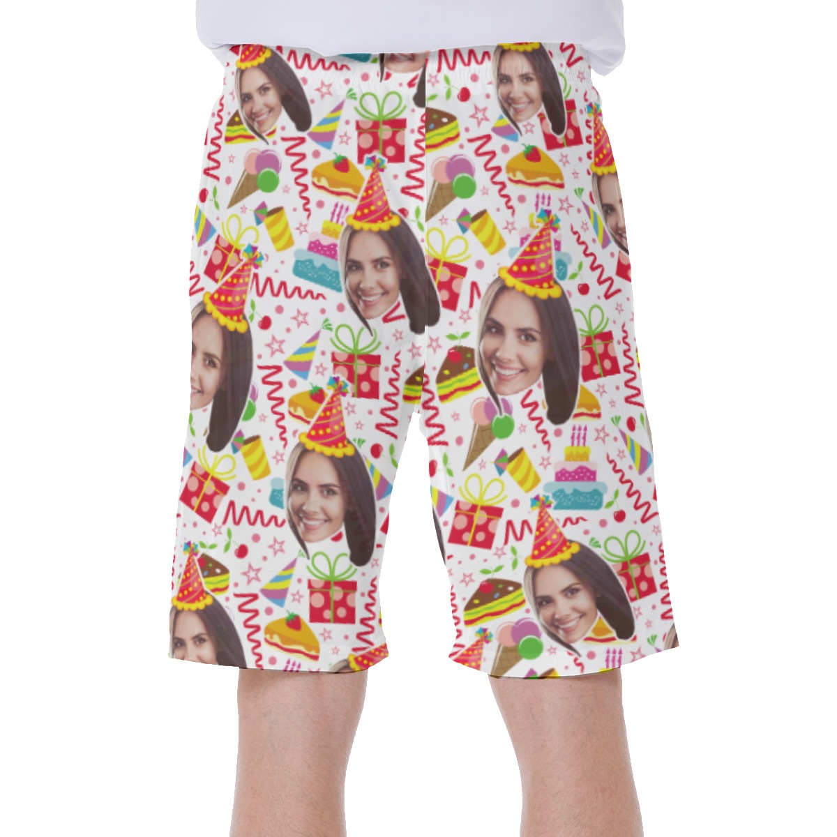 Happy Birthday Custom Face Hawaiian Swim Trunks For Men