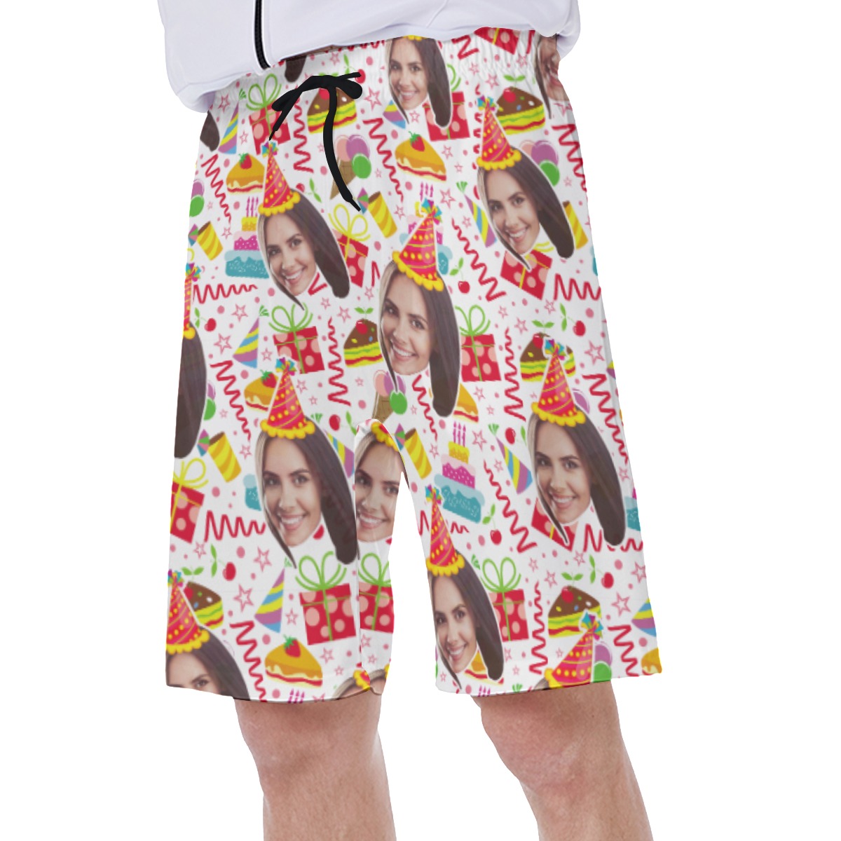 Happy Birthday Custom Face Hawaiian Swim Trunks For Men