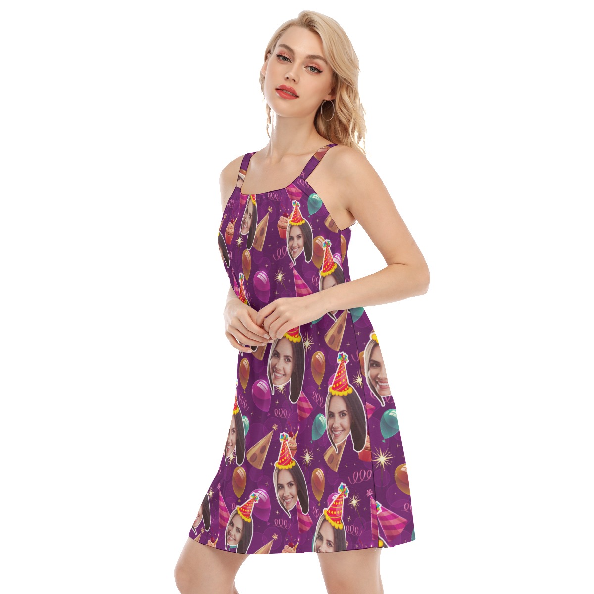 Custom Face Hawaiian Cami Dress For Birthday Party