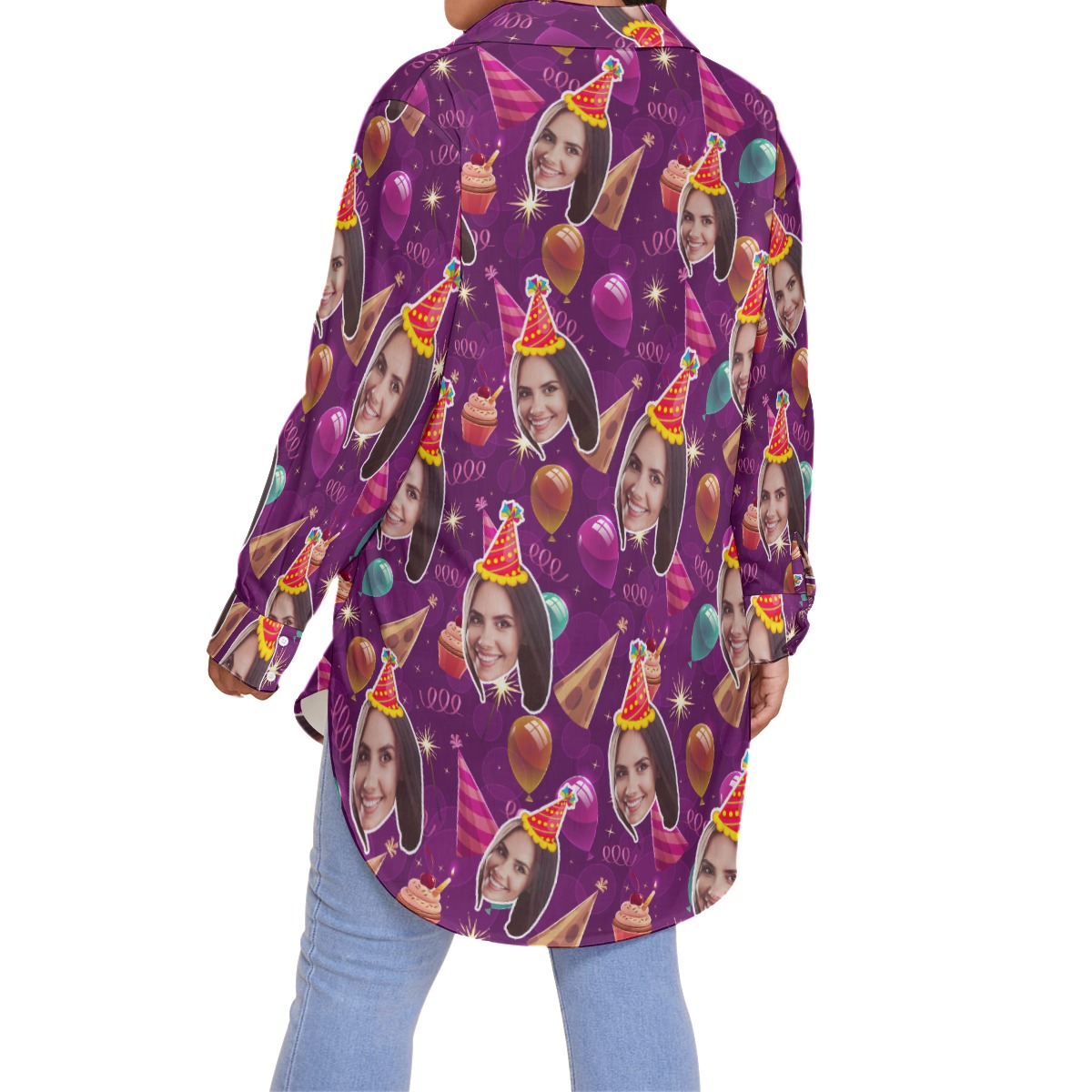 Birthday Gift Custom Face Hawaiian Plus Size Shirt For Women