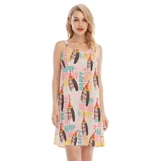 Unique Birthday Gift Custom Face Hawaiian Cami Dress