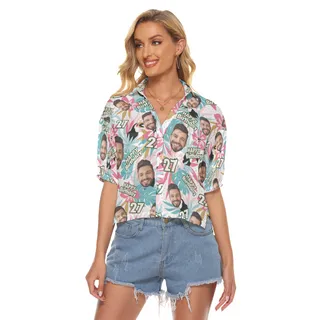 Tropical Toucans Birthday Custom Face Hawaiian Cropped Shirt