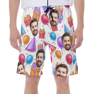 Funny Custom Birthday Men's Hawaiian Shorts