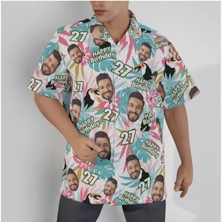Tropical Toucans Custom Face Birthday Hawaiian Shirt