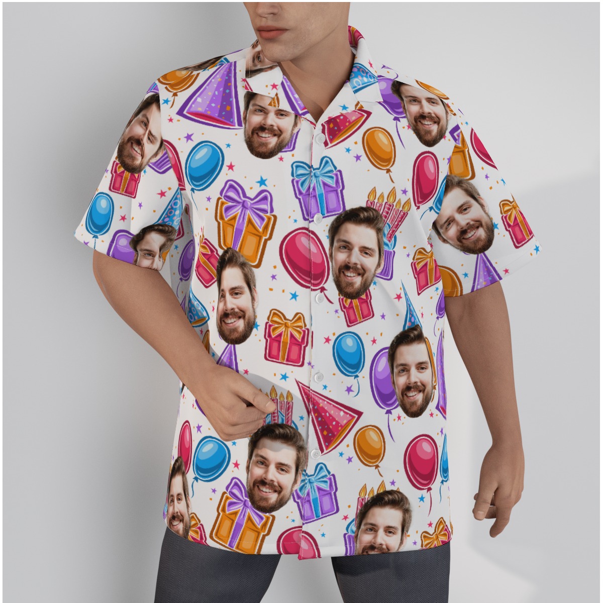 Unique Birthday Gift Custom Face Hawaiian Shirt - variant image 1
