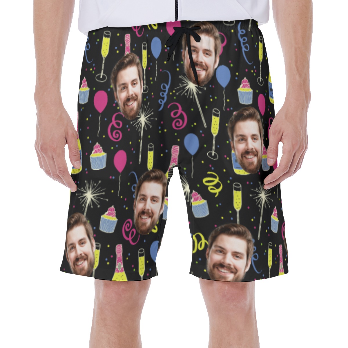 Cheer Birthday Custom Face Men's Swim Trunks - variant image 1