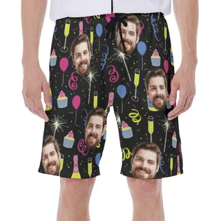 Cheer Birthday Custom Face Men's Swim Trunks
