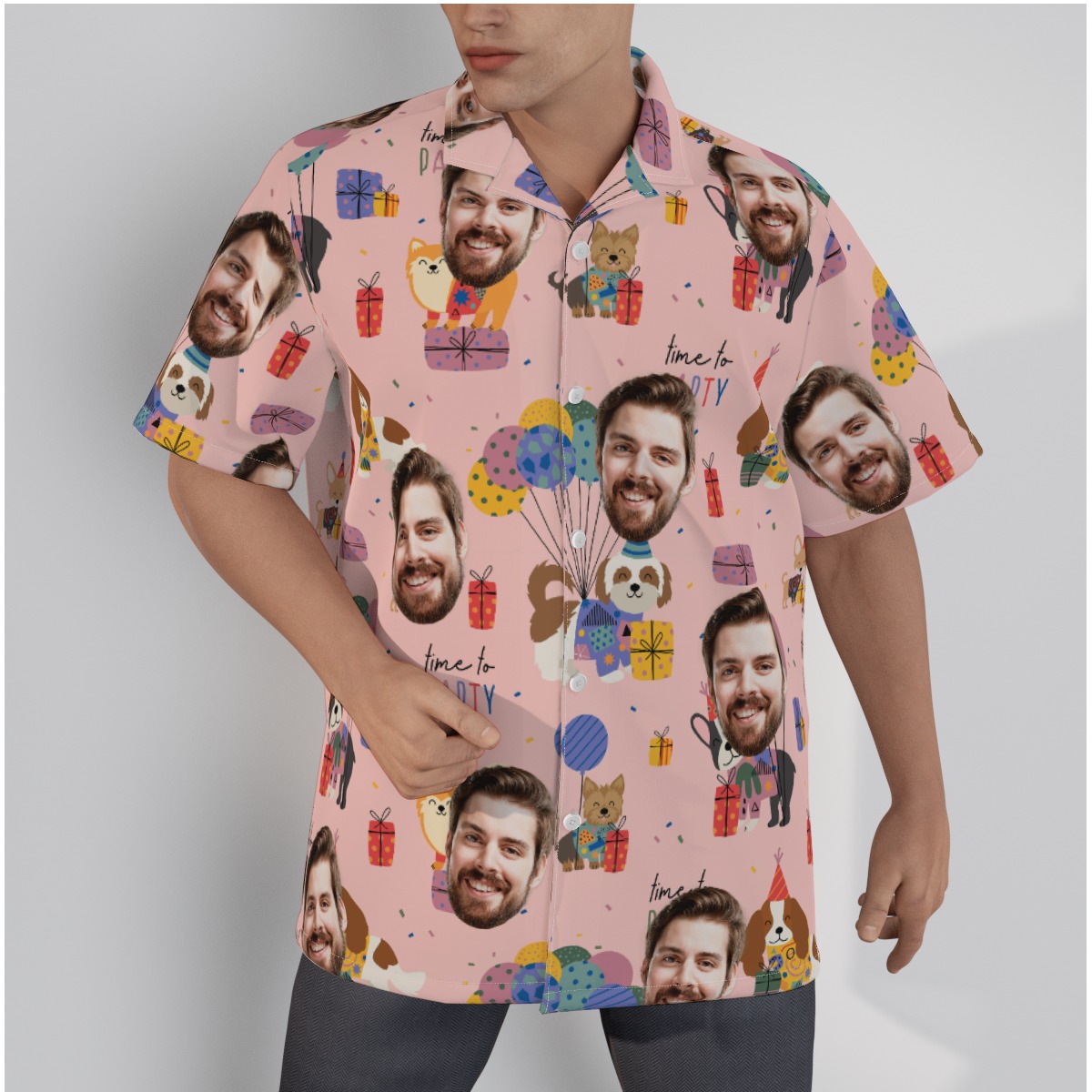 Pet Paw Custom Face Birthday Hawaiian Shirt - variant image 1
