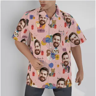 Pet Paw Custom Face Birthday Hawaiian Shirt
