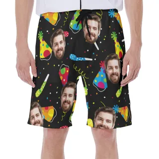 Funny Birthday Custom Face Men's Swim Trunks