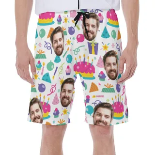Custom Multiple Face Birthday Swim Trunks For Men