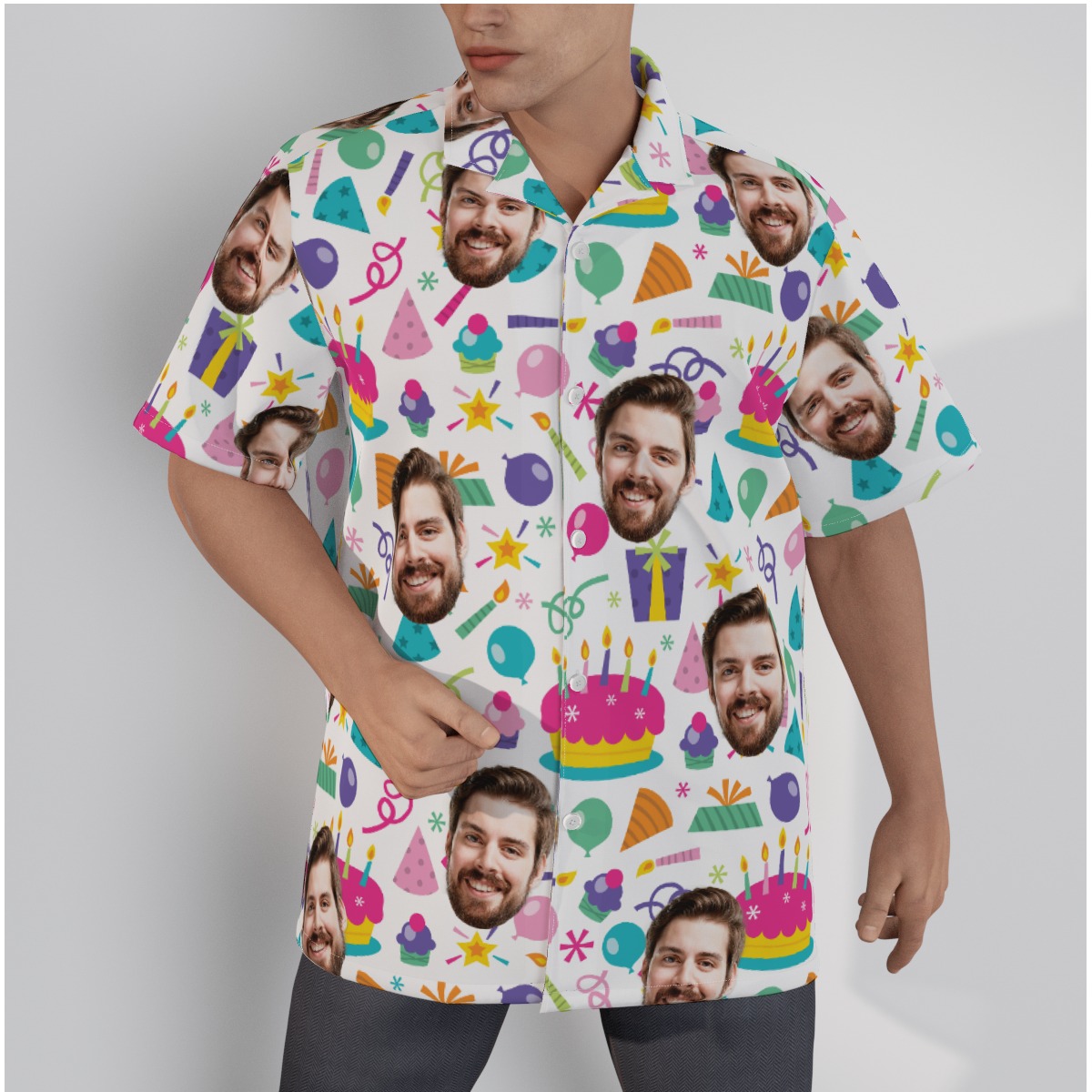 Happy Birthday Custom Face Hawaiian Shirt - variant image 1
