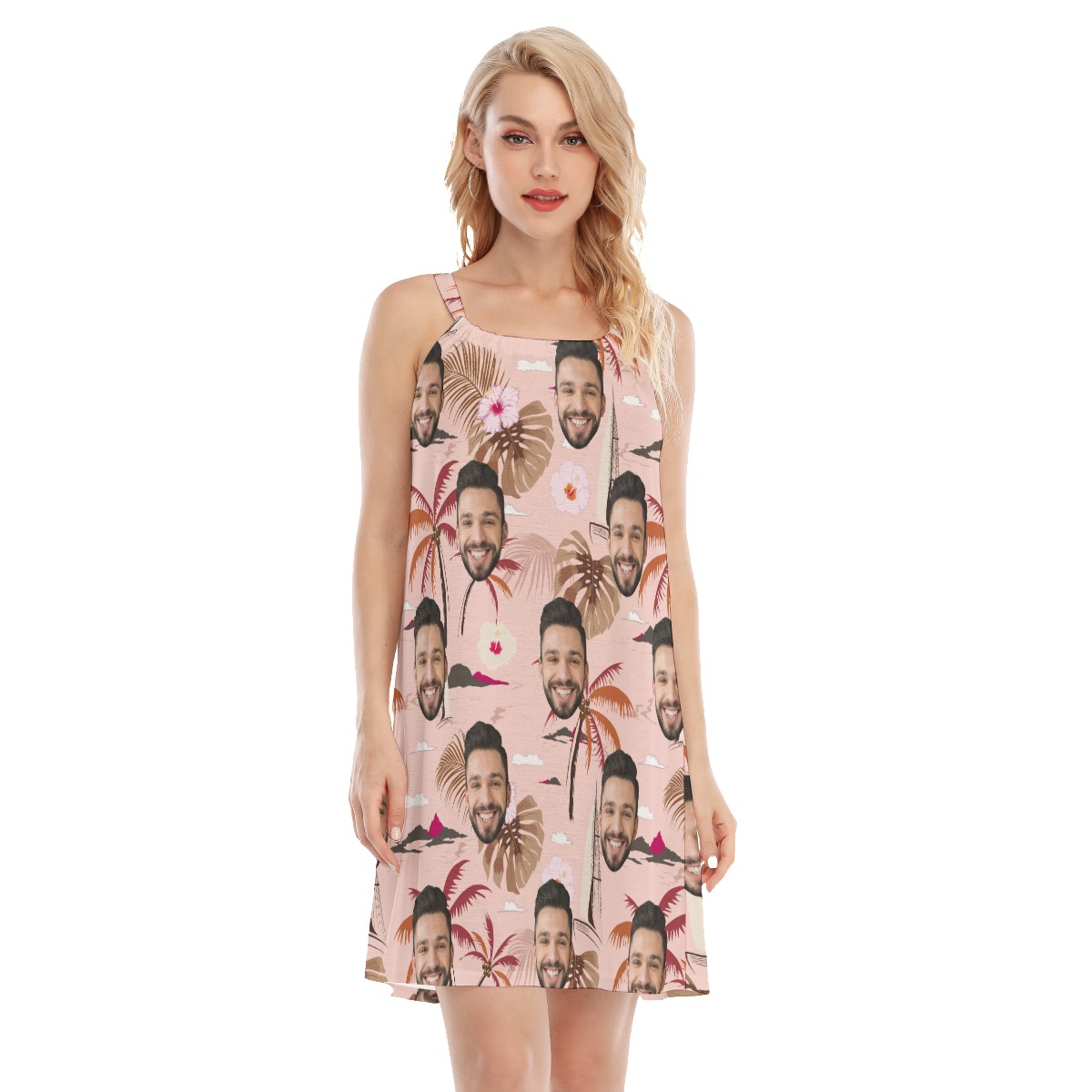 Unique Beach Themed Pink Cami Dress - variant image 1
