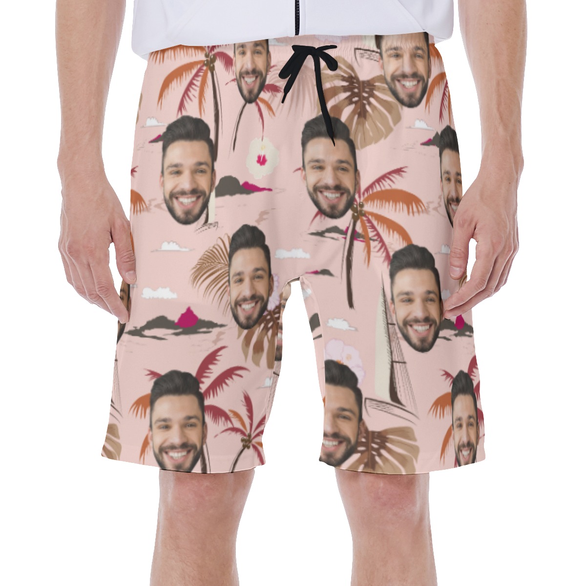 Vintage Palm Tree Floral Custom Hawaiian Swim Trunks - variant image 1