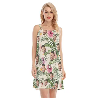 Floral Custom Face Happy Birthday Aloha Cami Dress