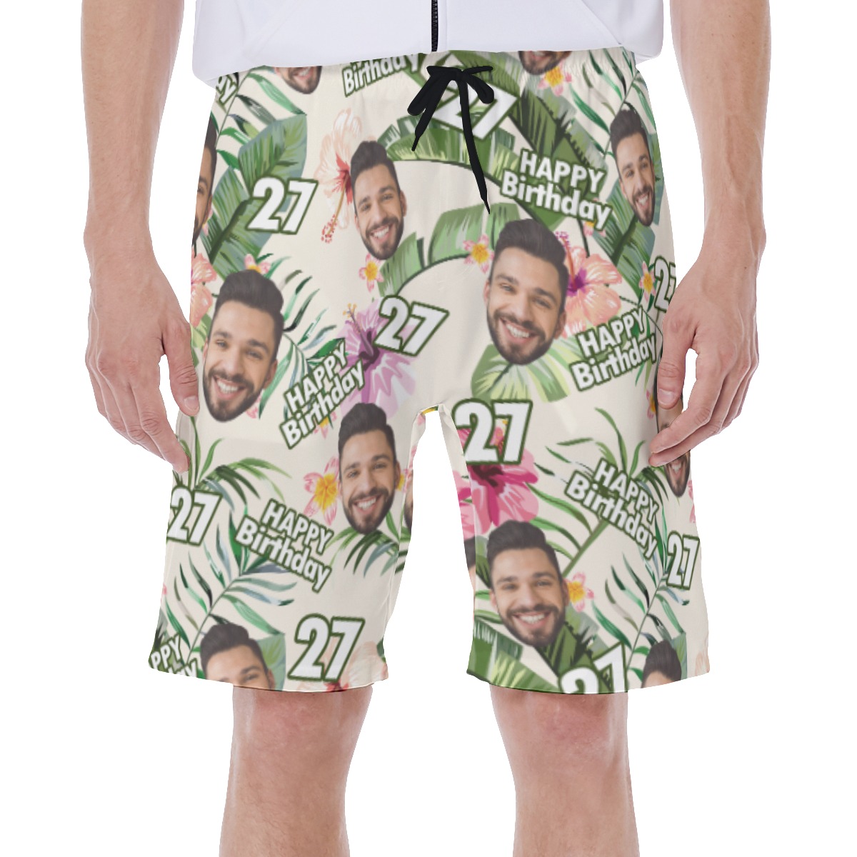 Happy Birthday Custom Face Aloha Summer Swim Trunks - variant image 1