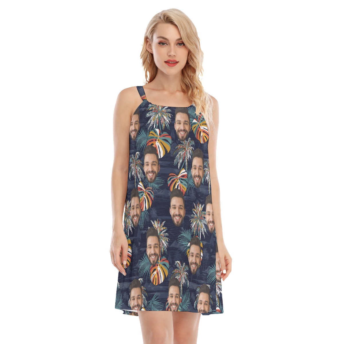 Funny Palm Treen Women's Cami Dress With Custom Face - variant image 1