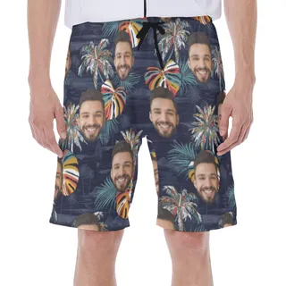 Funny Palm Treen Hawaiian Men's Swim Trunks