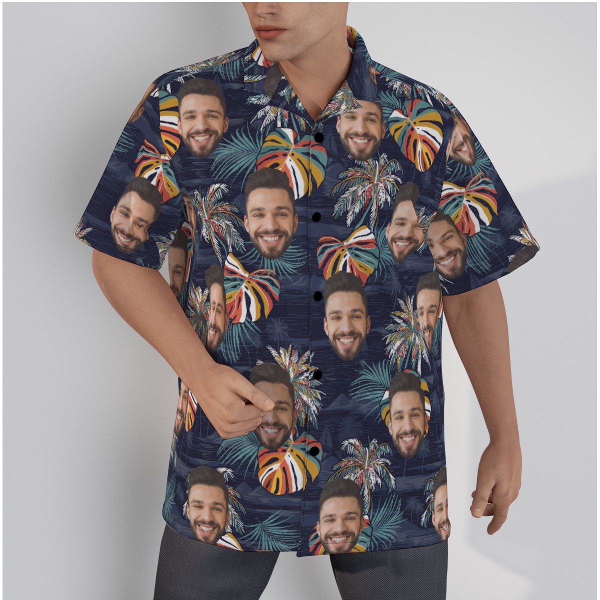 Colorful Palm Tree Custom Face Hawaiian Shirt - variant image 1