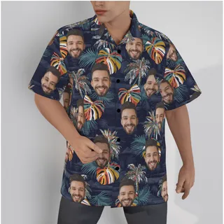 Colorful Palm Tree Custom Face Hawaiian Shirt