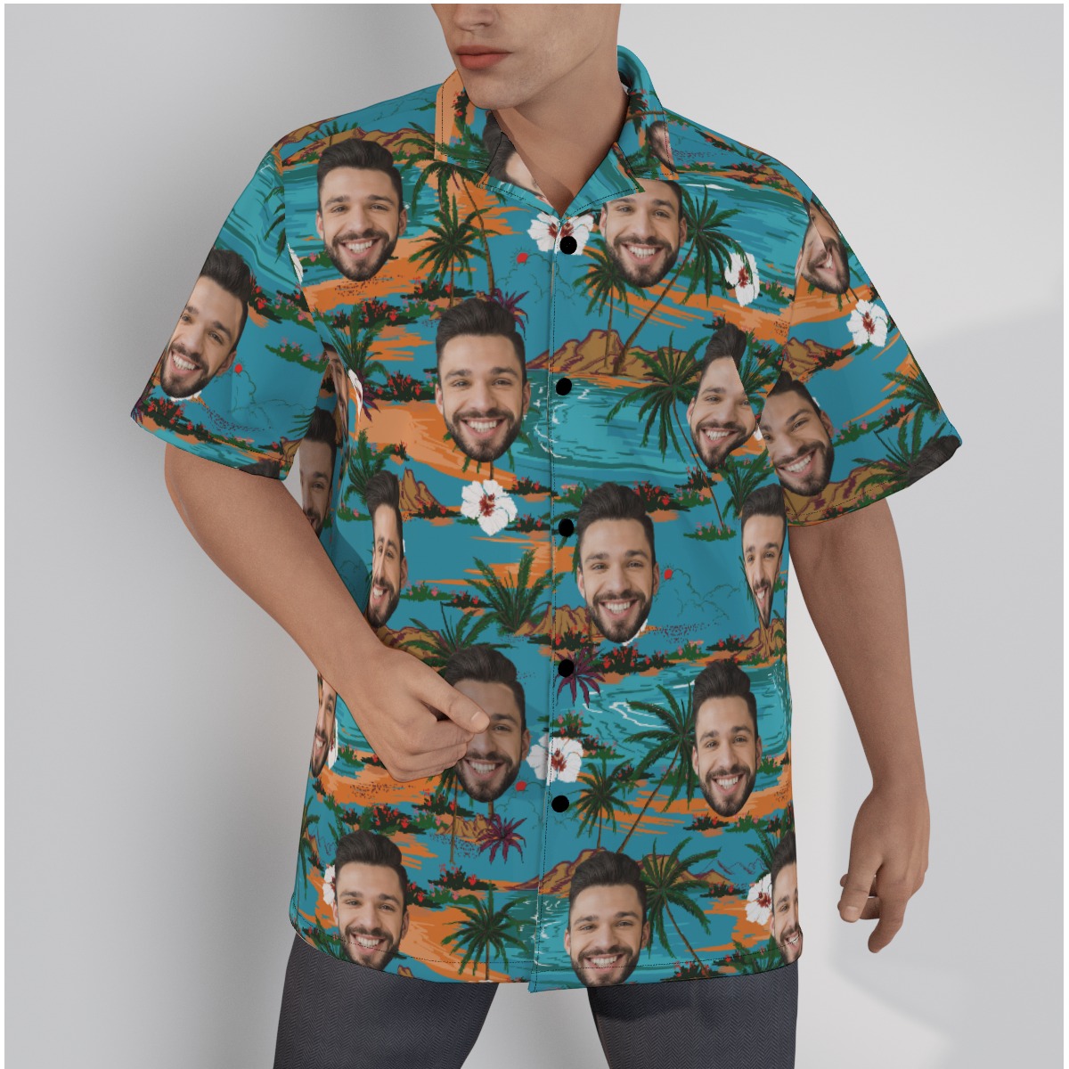 Beach Island Men's Hawaiian Shirt With Custom Face - variant image 1