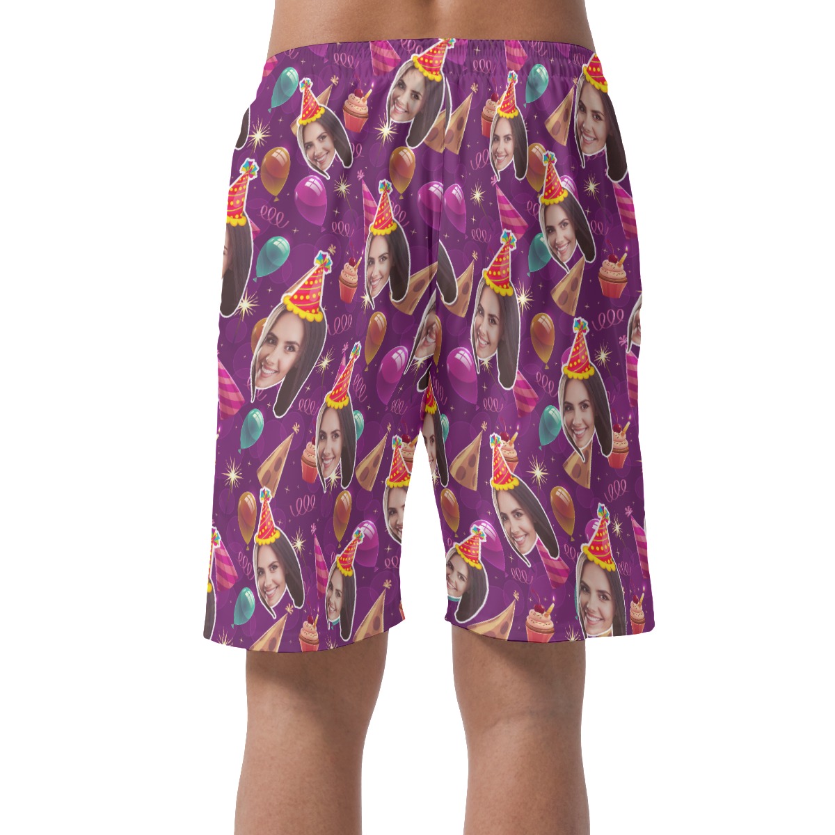 Custom Face Hawaiian Beach Shorts For Birthday Party
