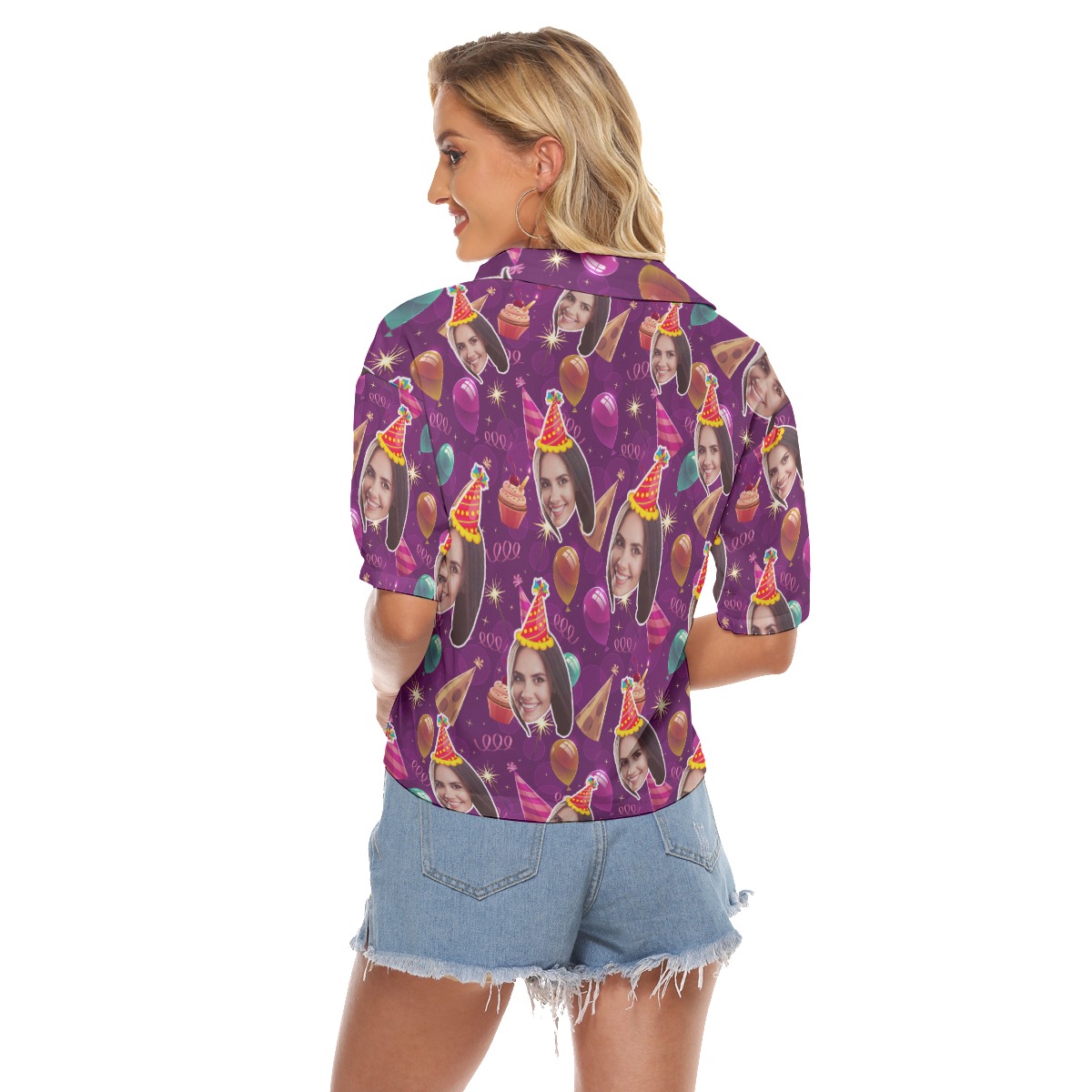 Custom Face Hawaiian Crop Top Shirt For Birthday Party