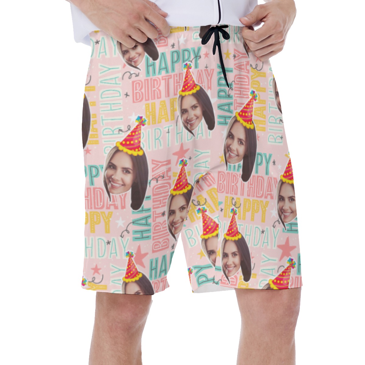 Funny Custom Face Happy Birthday Hawaiian Swimwear For Men