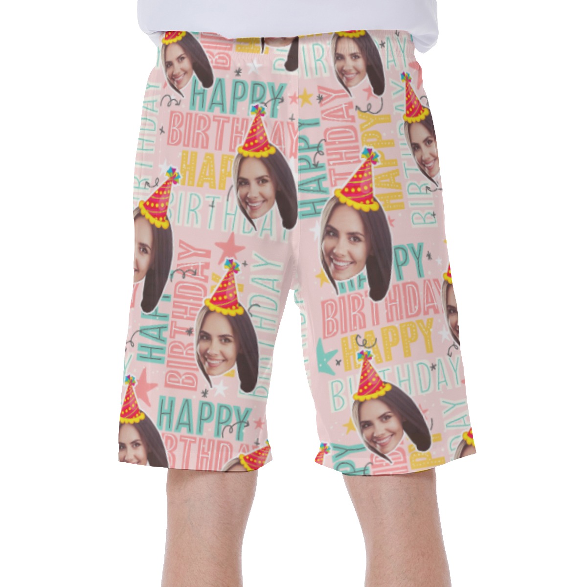 Funny Custom Face Happy Birthday Hawaiian Swimwear For Men