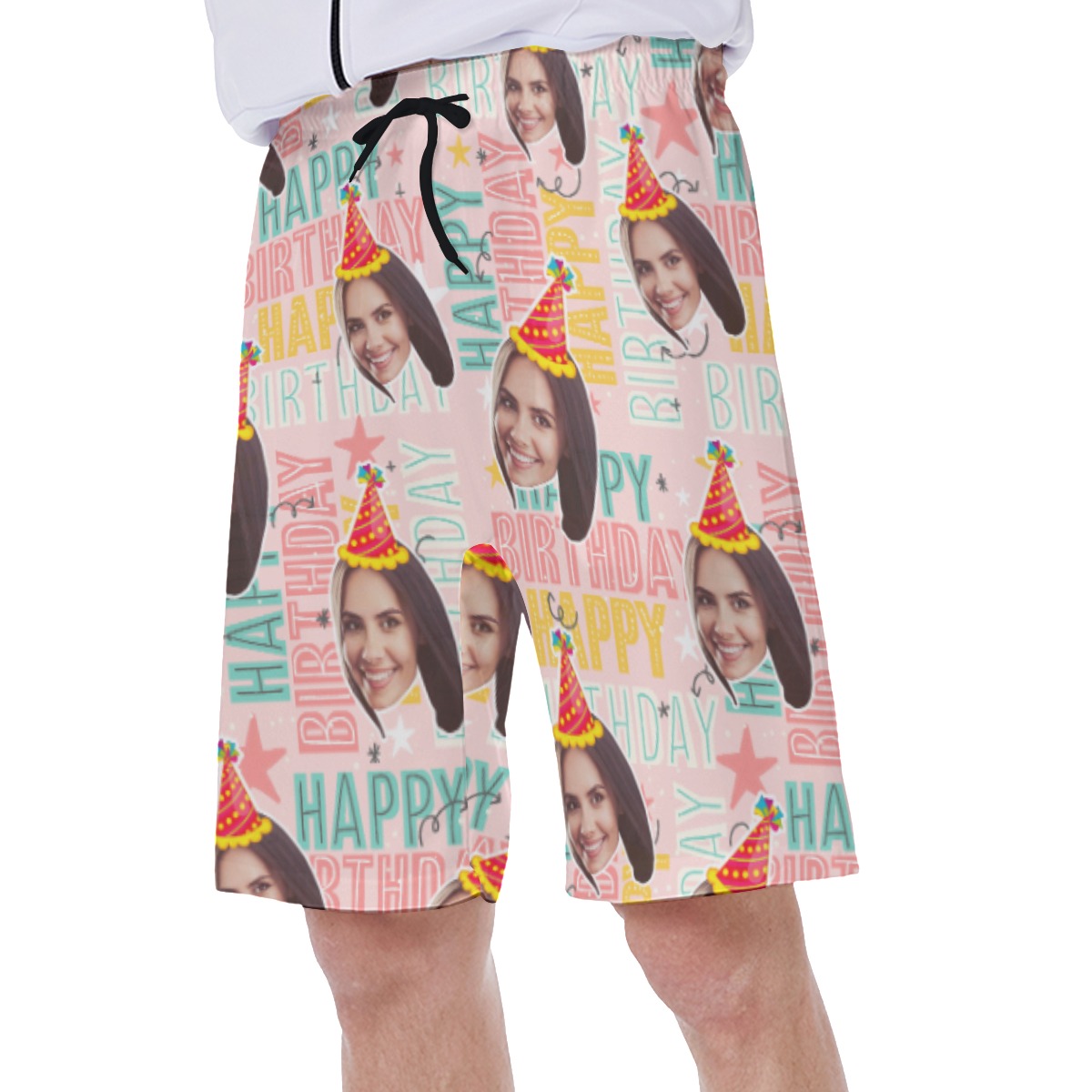 Funny Custom Face Happy Birthday Hawaiian Swimwear For Men