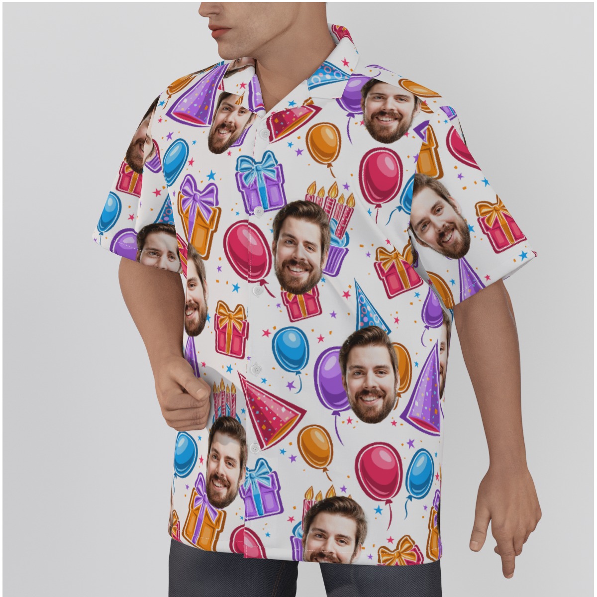 Unique Birthday Gift Custom Face Hawaiian Shirt