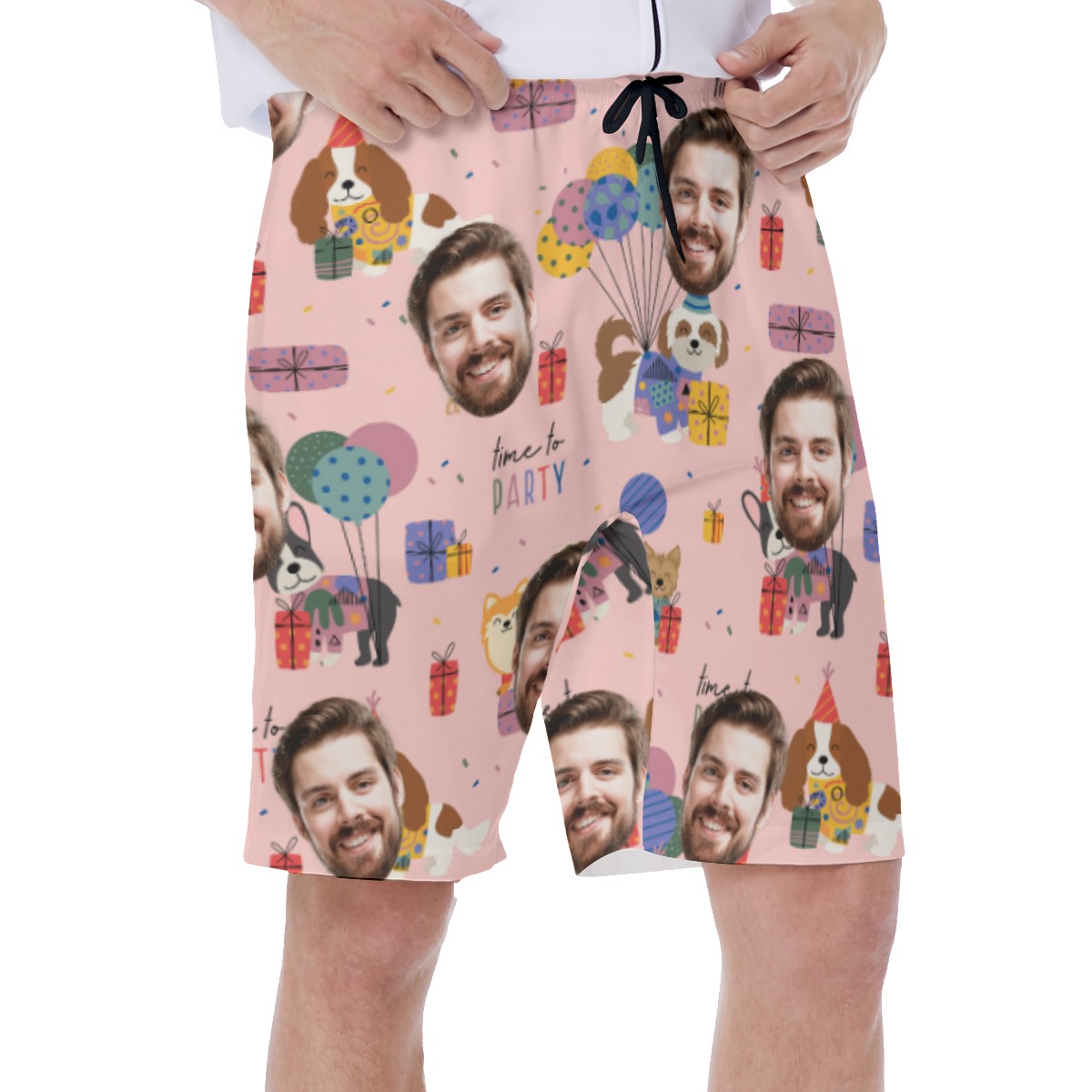 Cute Custom Face Pink Birthday Men's Shorts