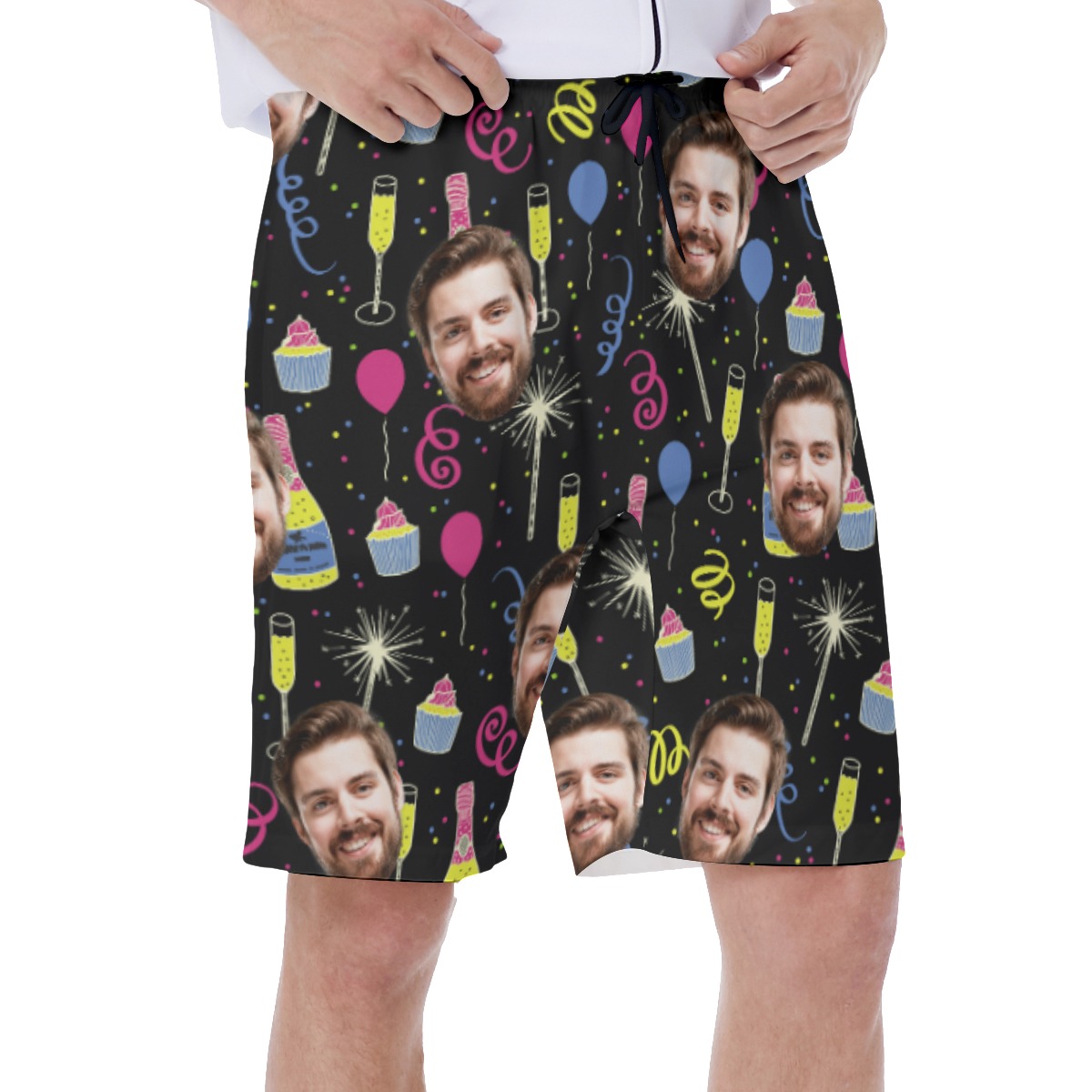 Cheer Birthday Custom Face Men's Swim Trunks