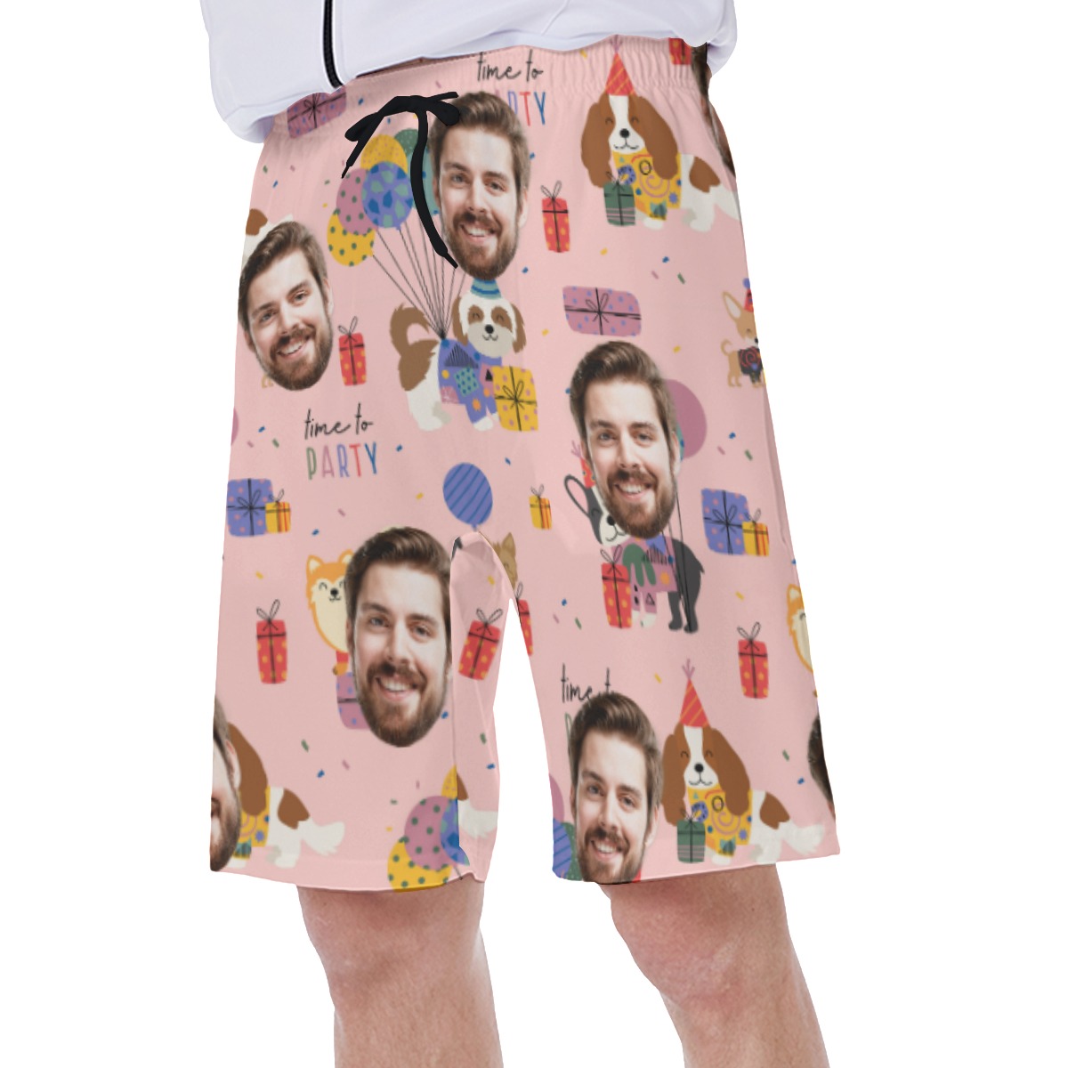 Cute Custom Face Pink Birthday Men's Shorts