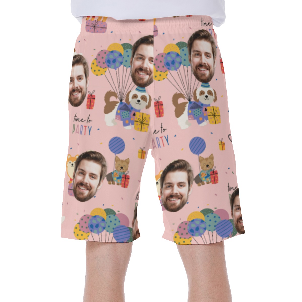 Cute Custom Face Pink Birthday Men's Shorts