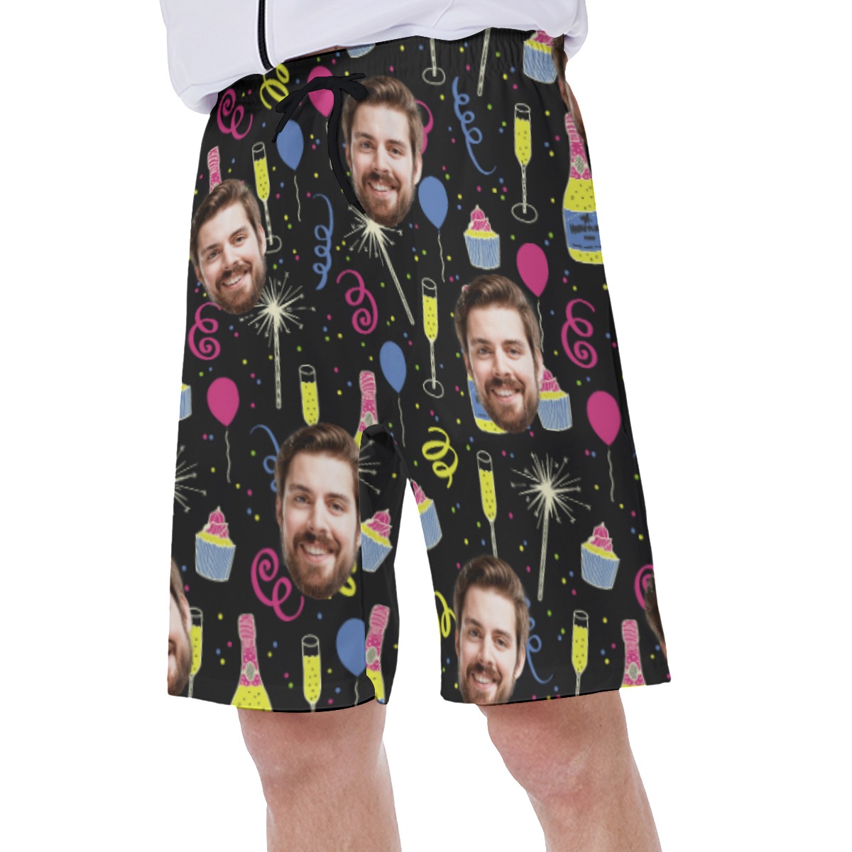 Cheer Birthday Custom Face Men's Swim Trunks