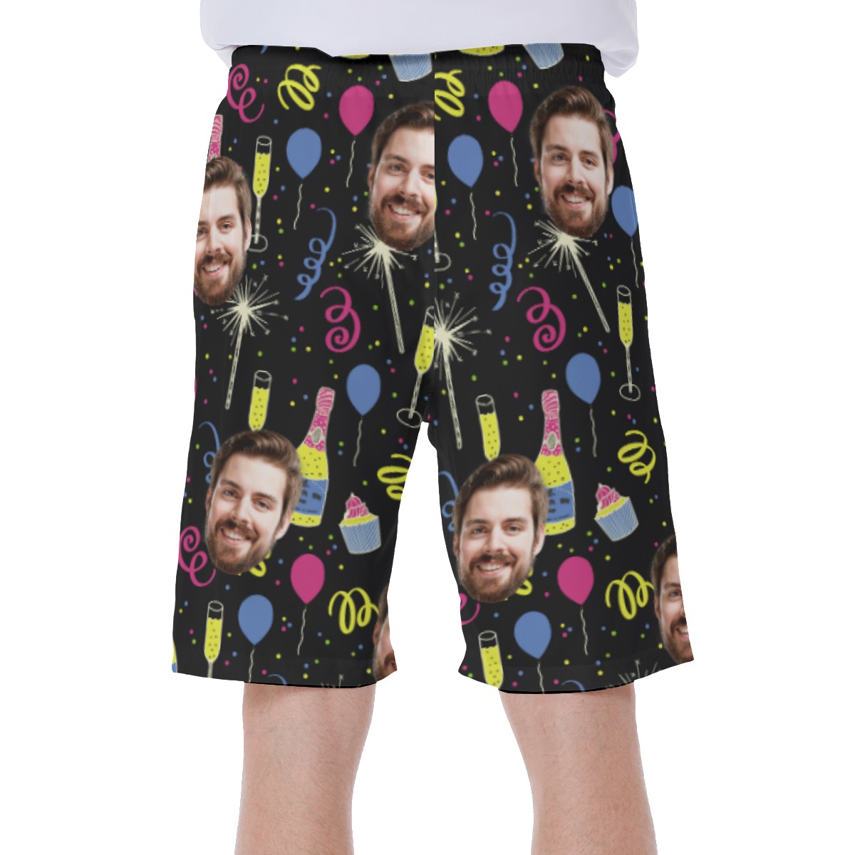 Cheer Birthday Custom Face Men's Swim Trunks