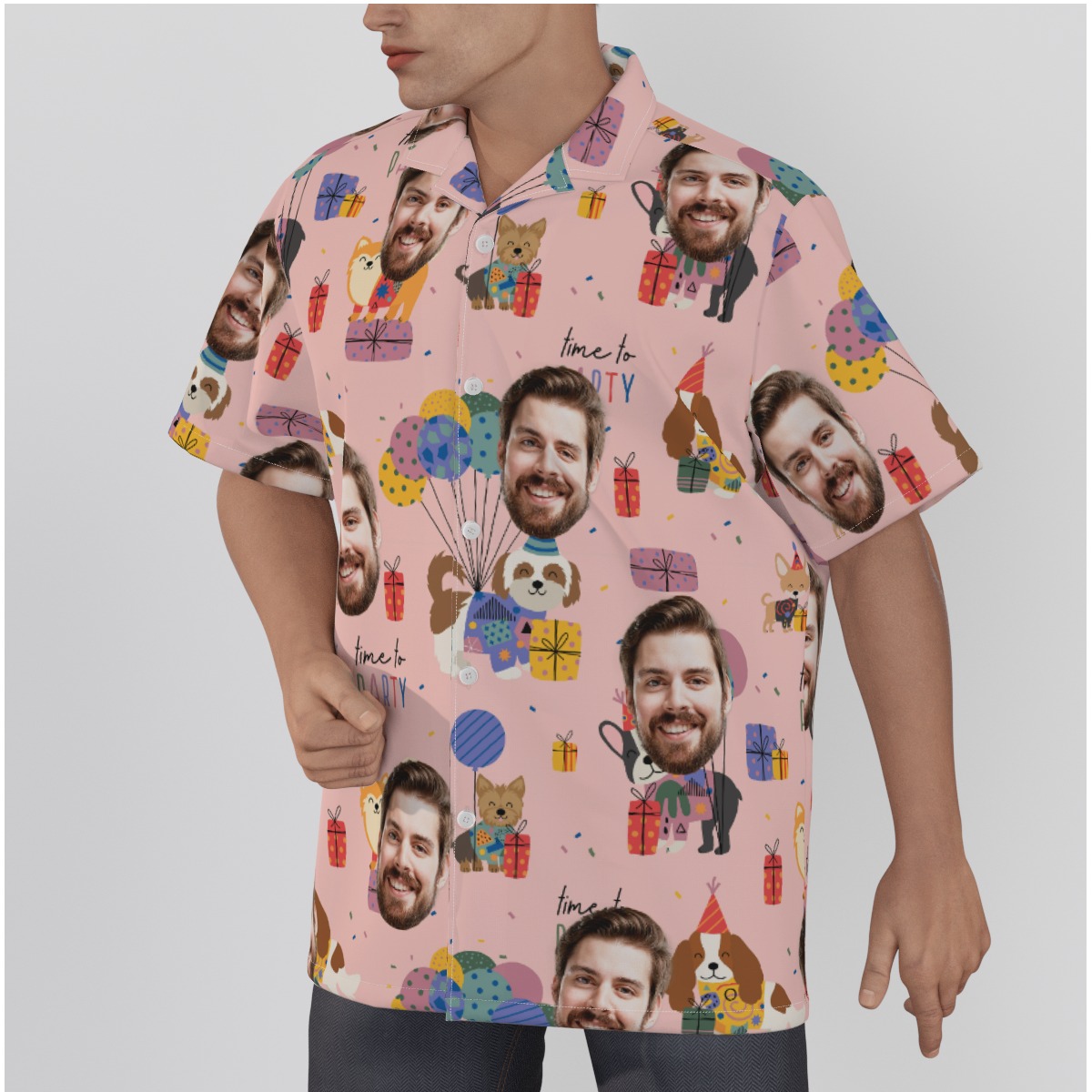 Pet Paw Custom Face Birthday Hawaiian Shirt