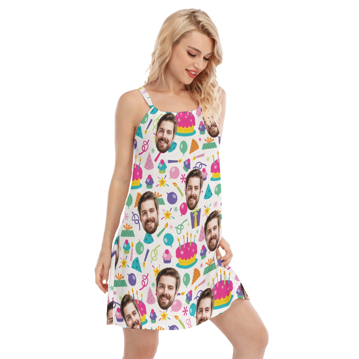 Funny Birthday Party Cami Dress With Custom Face