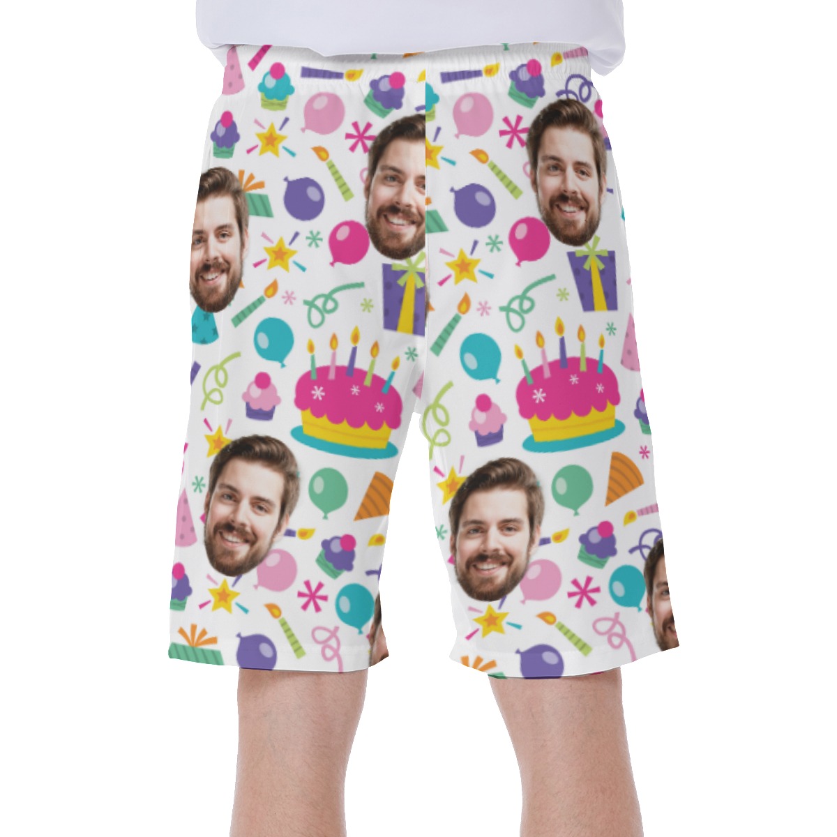 Custom Multiple Face Birthday Swim Trunks For Men