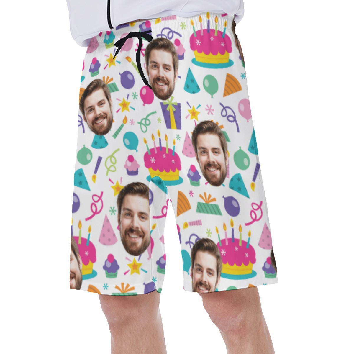 Custom Multiple Face Birthday Swim Trunks For Men