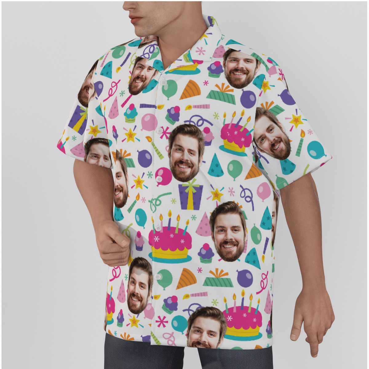 Happy Birthday Custom Face Hawaiian Shirt