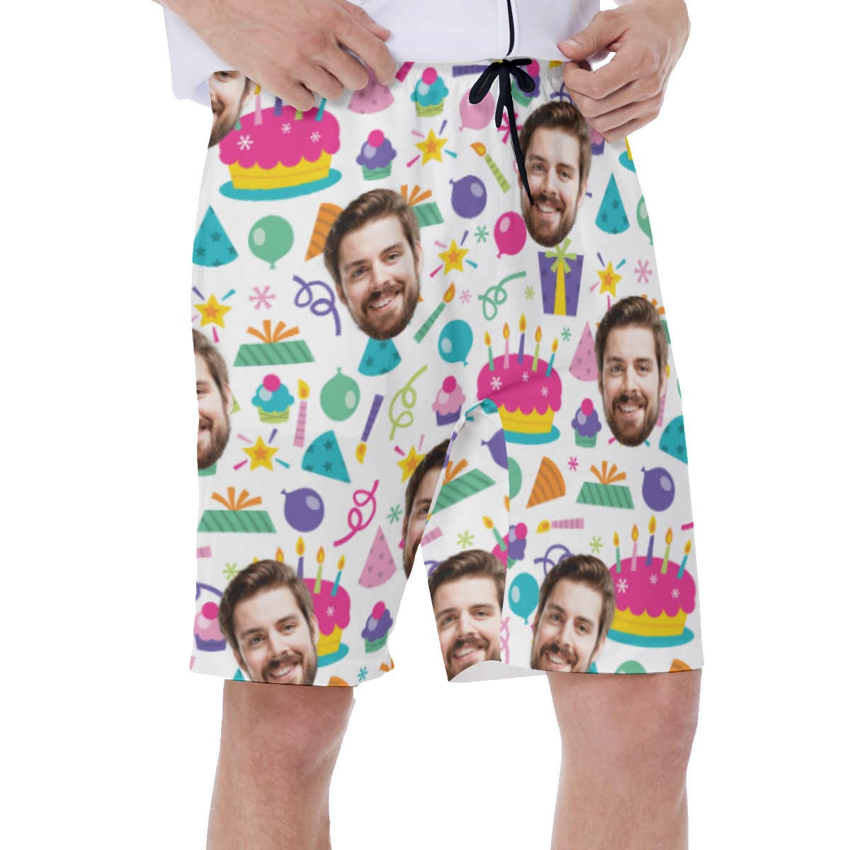 Custom Multiple Face Birthday Swim Trunks For Men