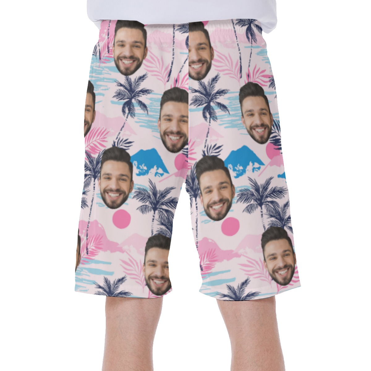 Cool Beach Island Men's Swim Trunks With Custom Face