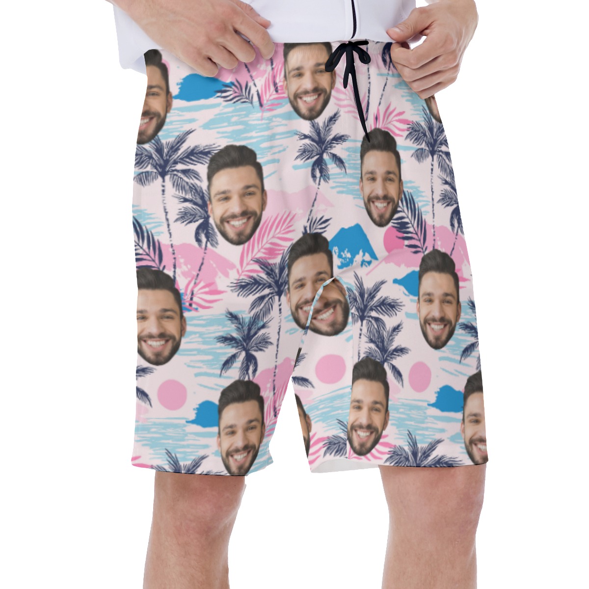 Cool Beach Island Men's Swim Trunks With Custom Face