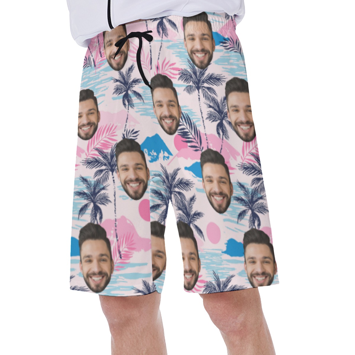 Cool Beach Island Men's Swim Trunks With Custom Face