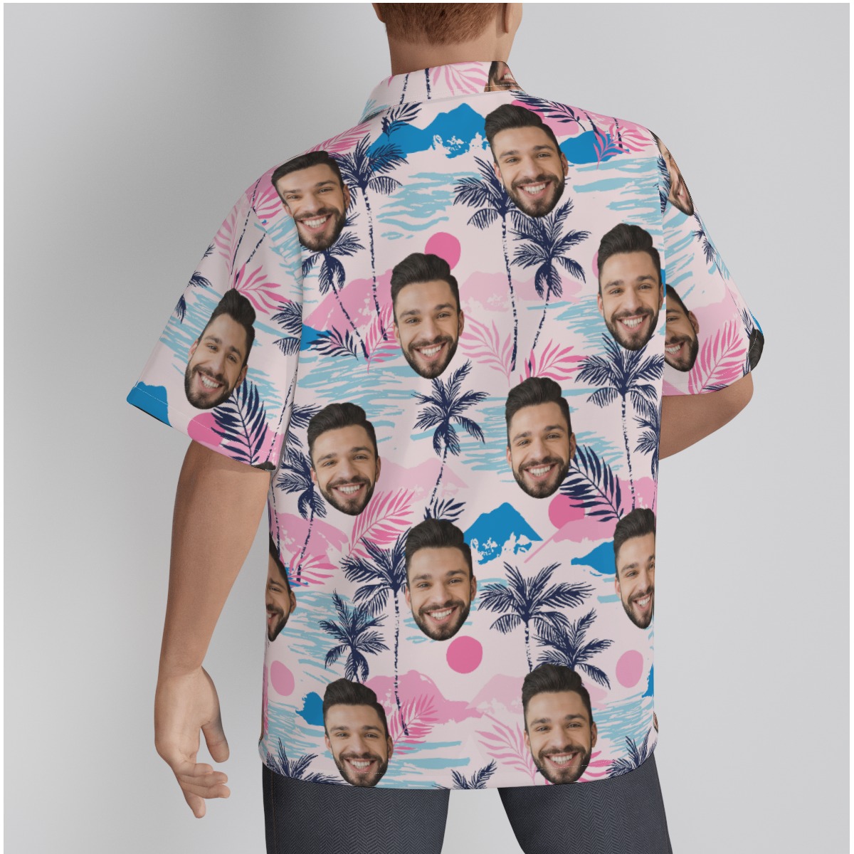 Colorful Custom Face Hawaiian Shirt With Palm Tree Print