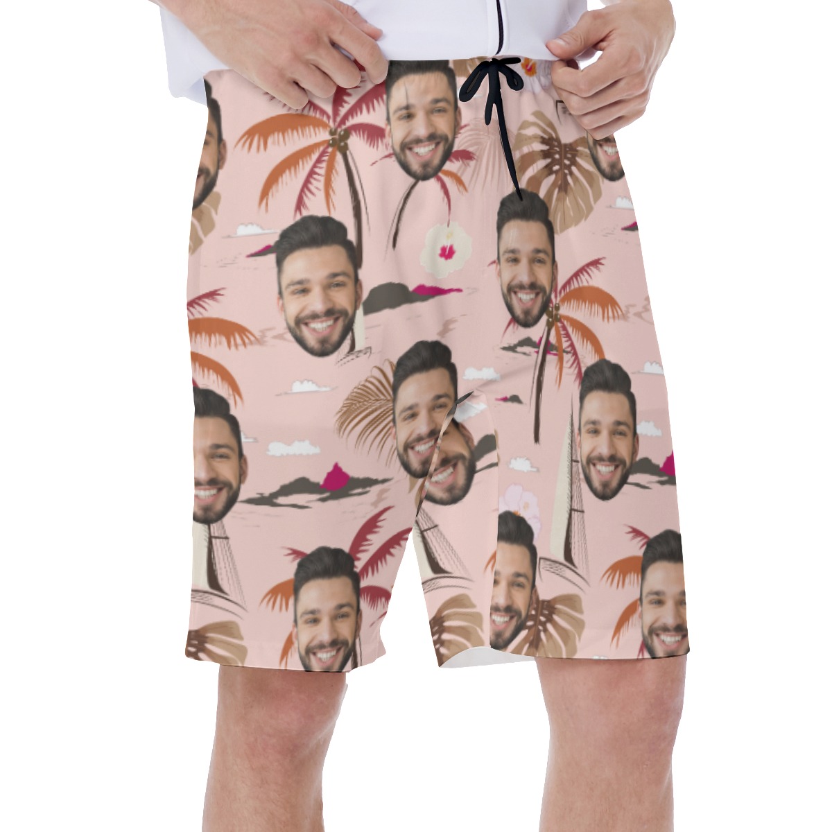 Vintage Palm Tree Floral Custom Hawaiian Swim Trunks