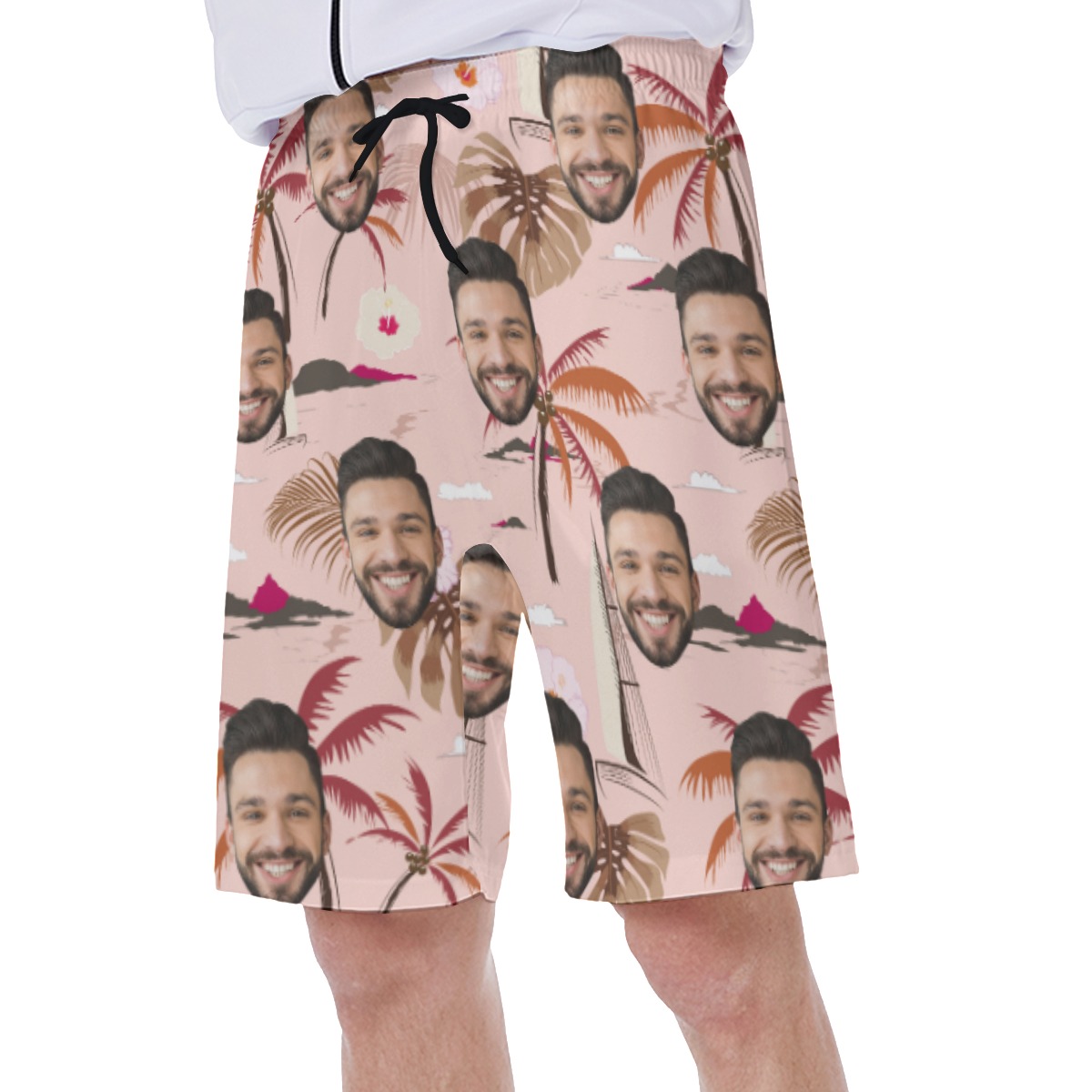 Vintage Palm Tree Floral Custom Hawaiian Swim Trunks