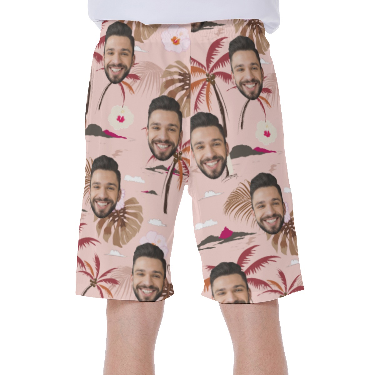 Vintage Palm Tree Floral Custom Hawaiian Swim Trunks